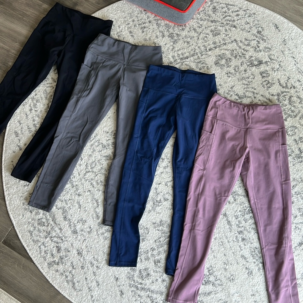 High Waist Yoga/Workout Leggings with Tummy Control (4 Pack)